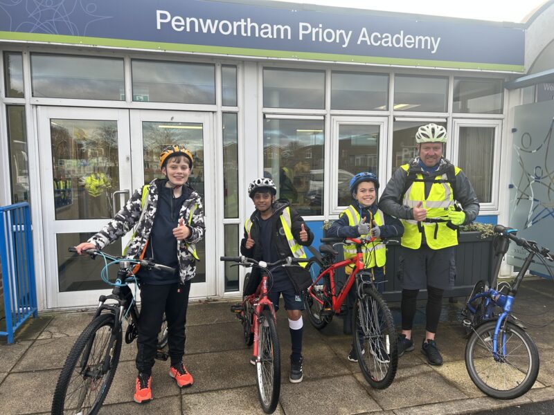 A group of children ready for their Bikeability lesson