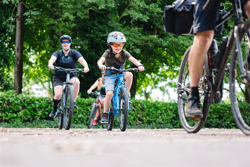 Megan and her son cycling