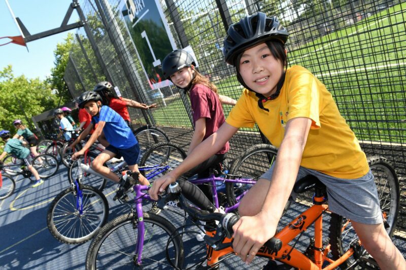 Children on their cycles getting ready to take part in the games